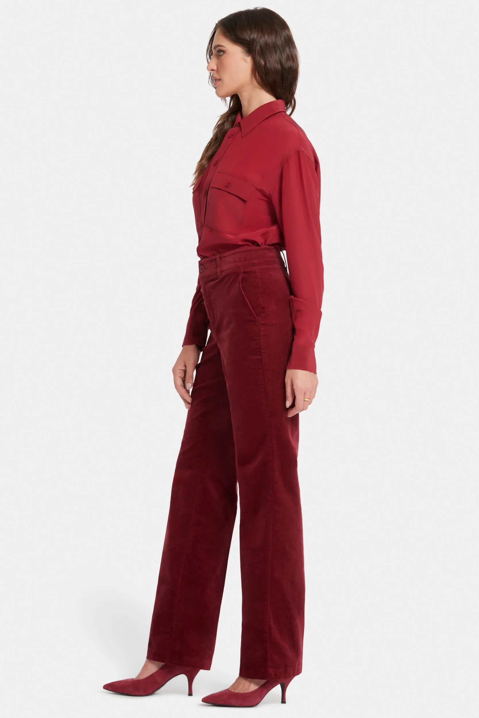 Straight Leg Trouser Velveteen Red | Wild Currant