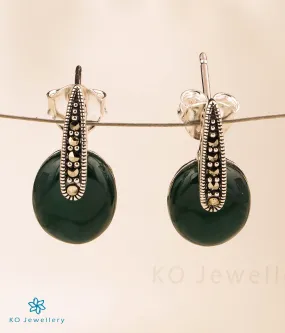 The Bedazzle Silver Marcasite Earrings (Green)