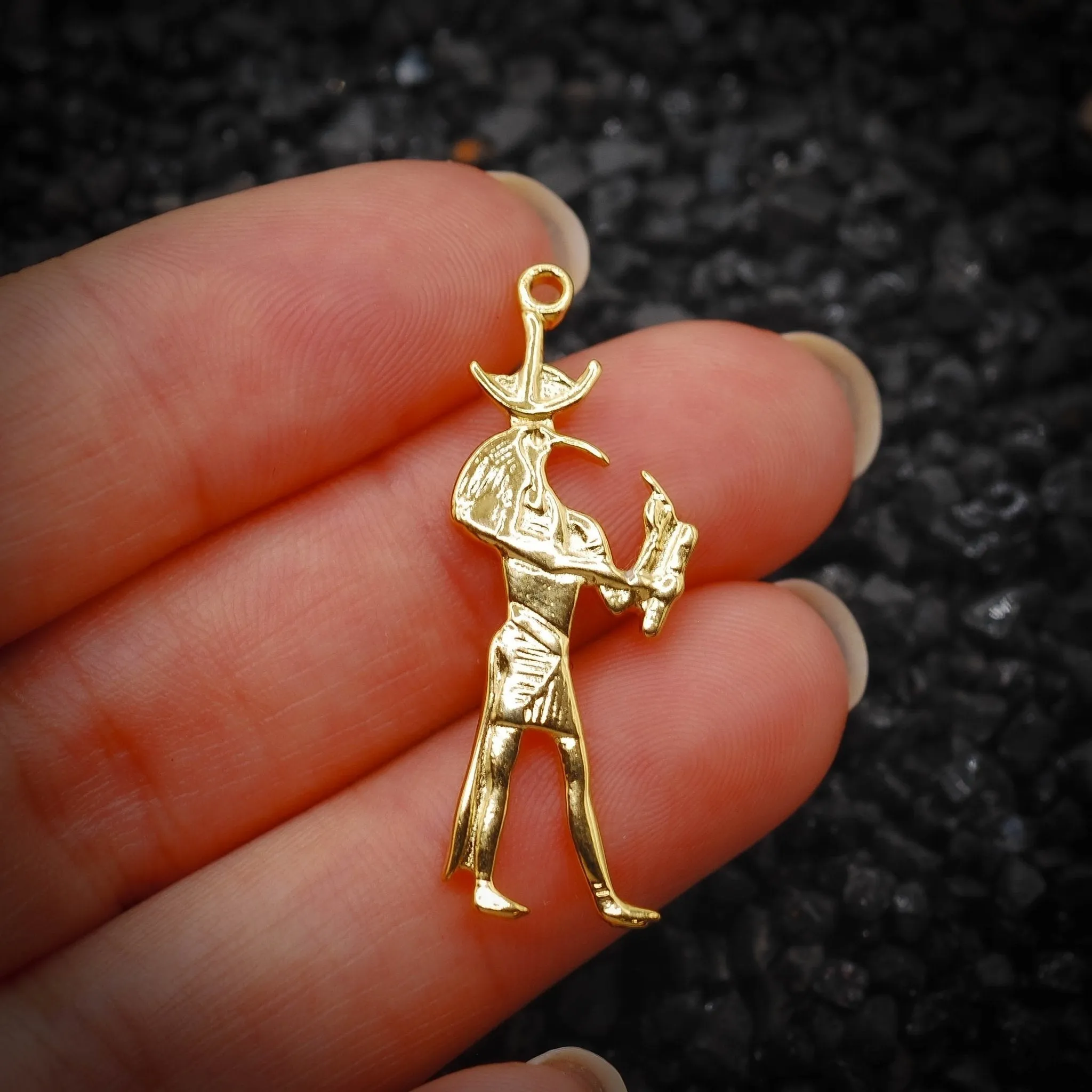 Thoth Djehuty God of the Moon Ancient Egyptian Charm | Solid 14K Gold | Jewelry Making Pendant