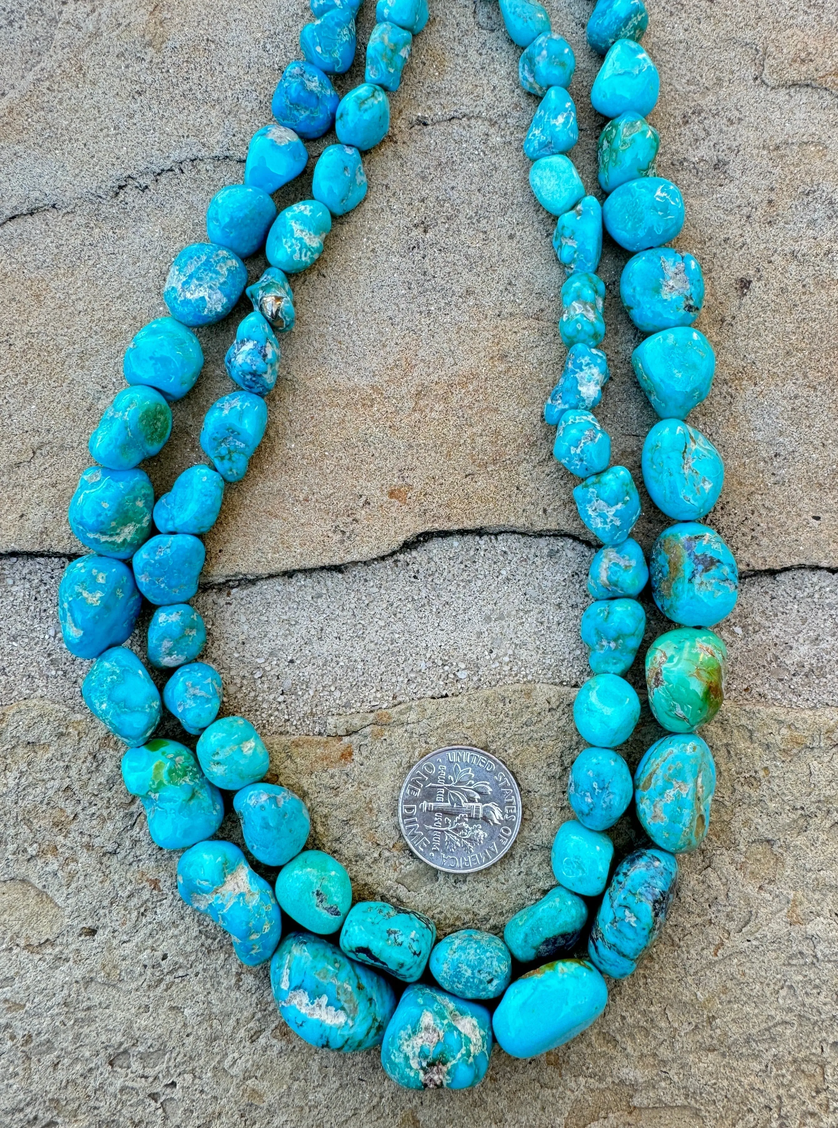 Turquoise Mountain Turquoise (Arizona) 8-18mm Graduated Nugget Beads, 16 inch strands