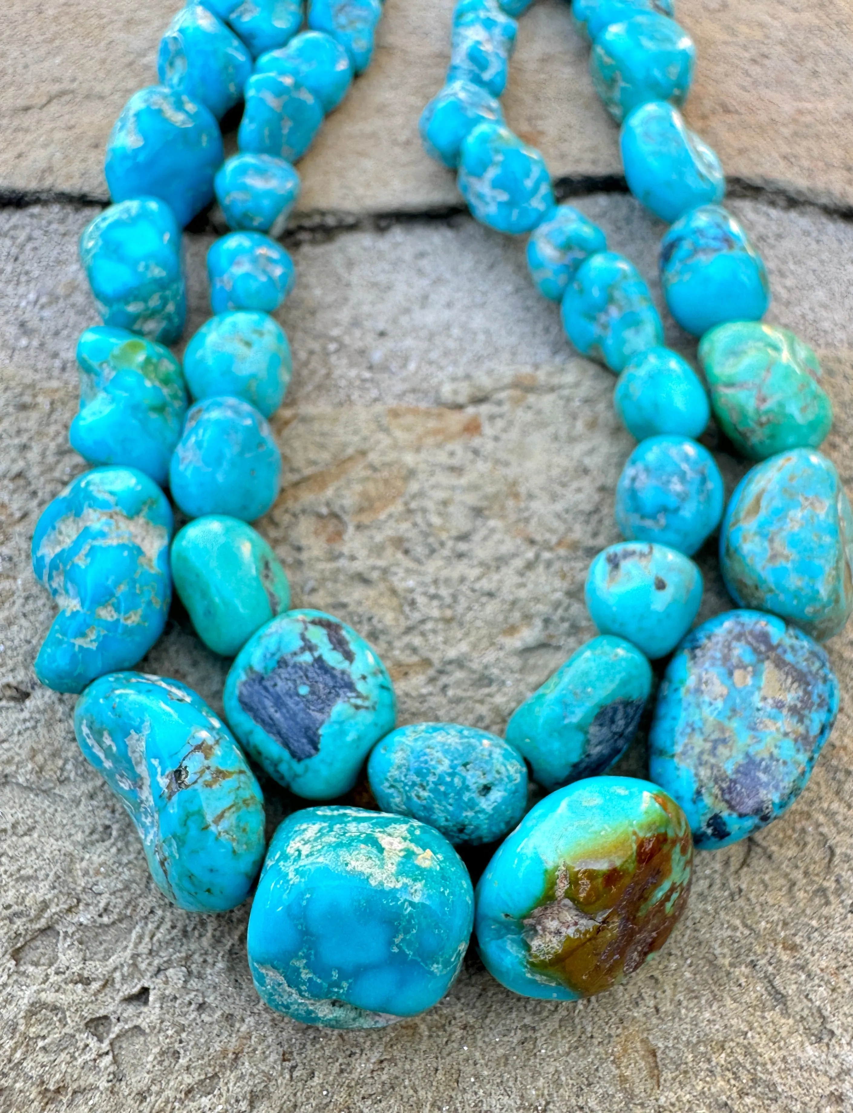 Turquoise Mountain Turquoise (Arizona) 8-18mm Graduated Nugget Beads, 16 inch strands