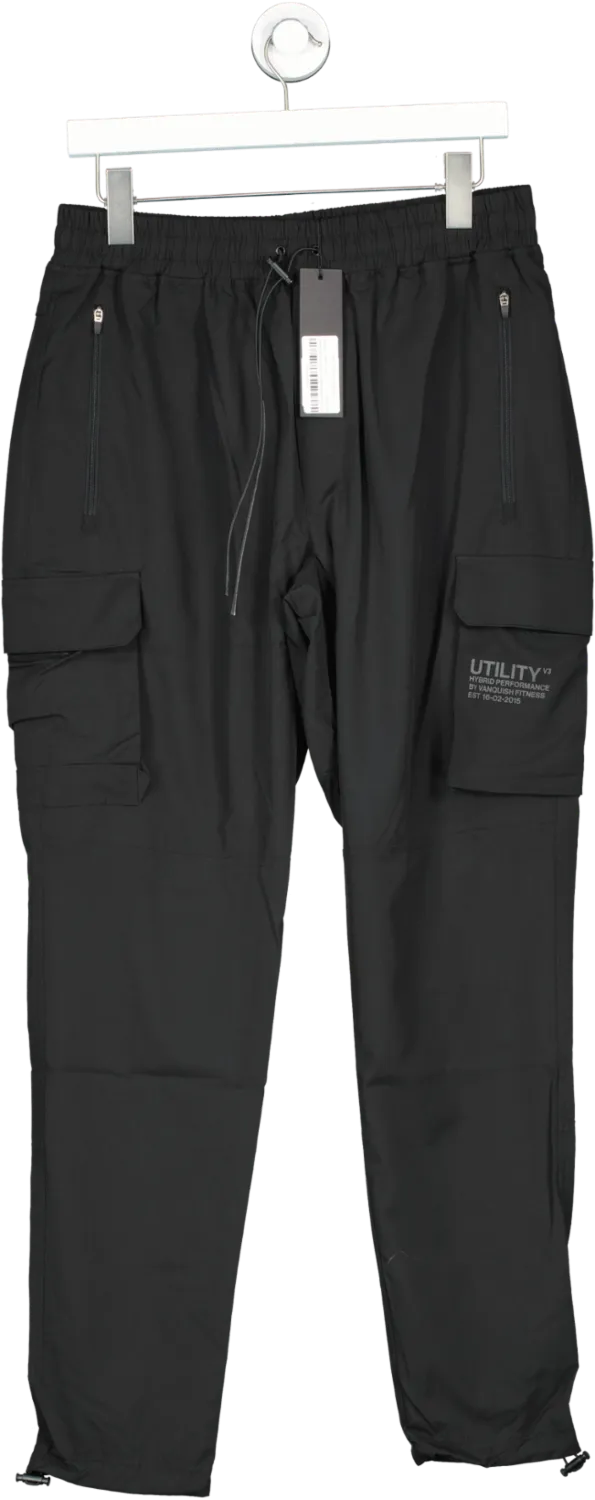 Vanquish Black Utility V3 Tapered Cargo Pants UK L