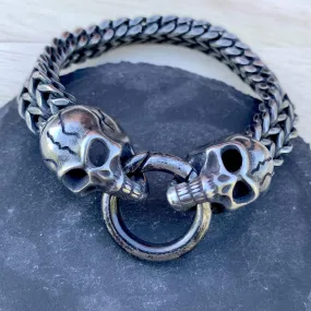 Viking with 2 Skull Heads - Galvanized - 1/2 inch wide - B10