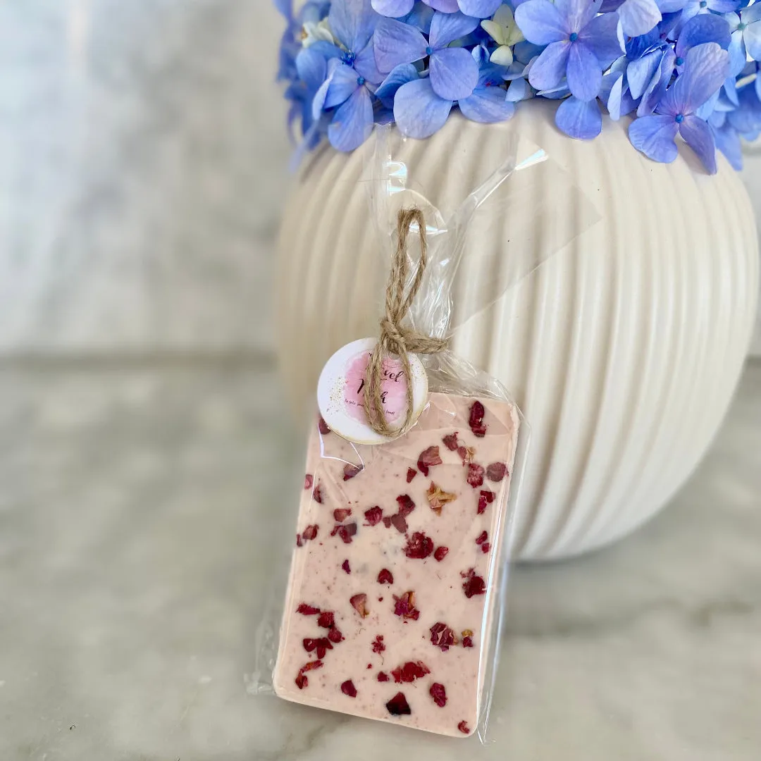 White Chocolate & Berry (with a hint of rose) Chocolate Bar