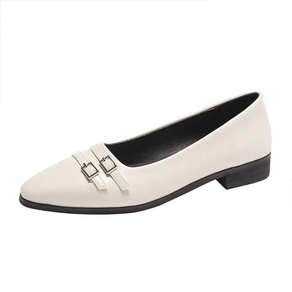 Women's Casual Shallow Belt Buckle Slip-On Flats 66093792S