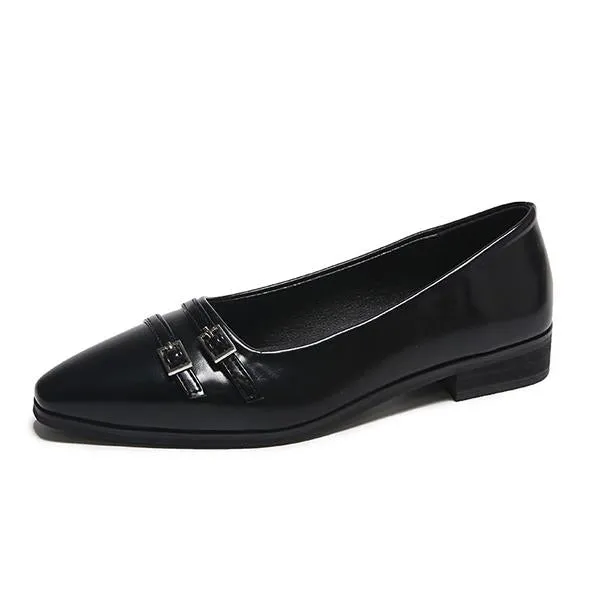 Women's Casual Shallow Belt Buckle Slip-On Flats 66093792S