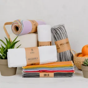 ZeroWasteStore Reusable Paper Towels - 100% Organic Cotton, 12 or 24 Pack